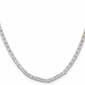 Sterling Silver Necklace with Beveled Flat Anchor Link Chain, 3 MM Wide, 22″ Silver Necklace Platinum Jewelers MS