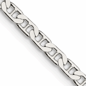 Sterling Silver Necklace with Beveled Flat Anchor Link Chain, 3 MM Wide, 22″ Silver Necklace Platinum Jewelers MS