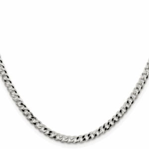 Sterling Silver Necklace 4 MM Wide Beveled Curb Link Silver Necklace Platinum Jewelers MS