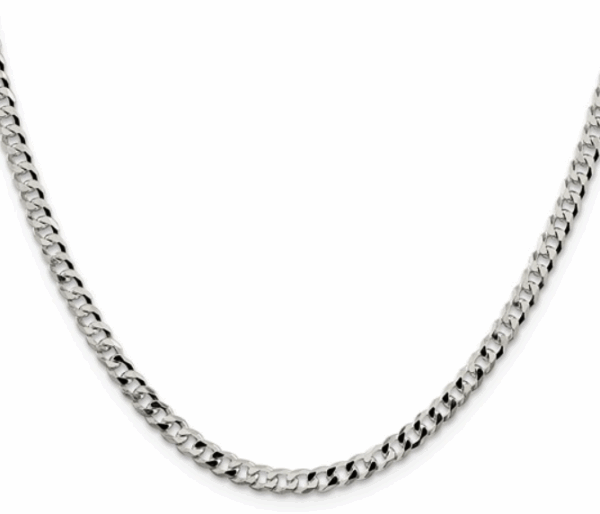 Sterling Silver Necklace 4 MM Wide Beveled Curb Link - Image 3