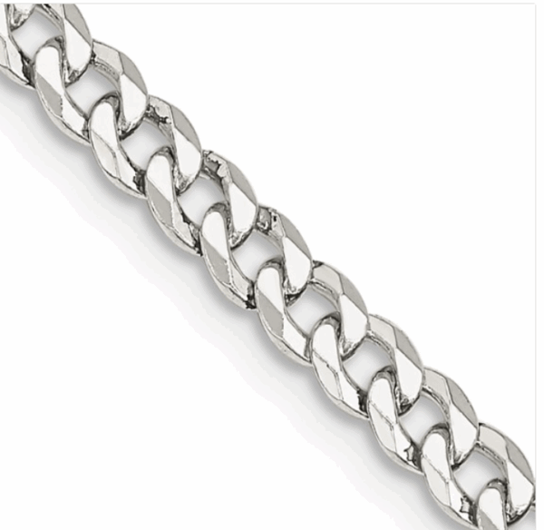Sterling Silver Necklace 4 MM Wide Beveled Curb Link - Image 4