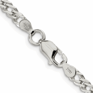 Sterling Silver Necklace 4 MM Wide Beveled Curb Link Silver Necklace Platinum Jewelers MS