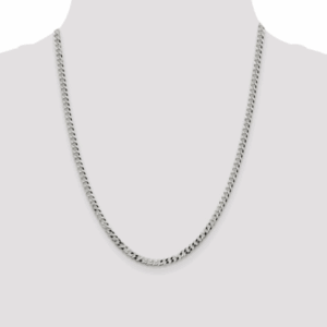 Sterling Silver Necklace 4 MM Wide Beveled Curb Link Silver Necklace Platinum Jewelers MS
