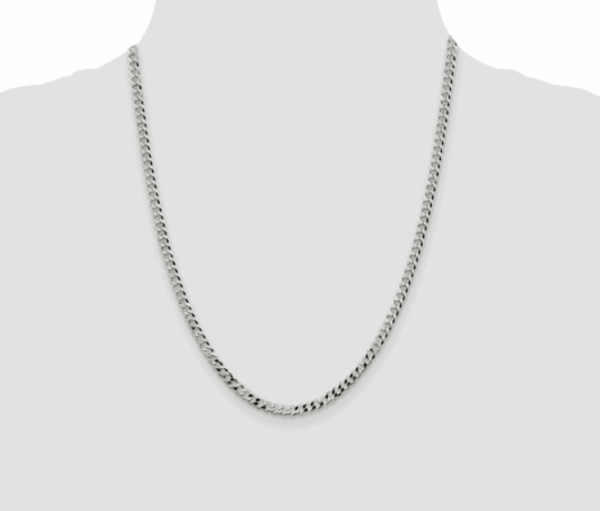 Sterling Silver Necklace 4 MM Wide Beveled Curb Link