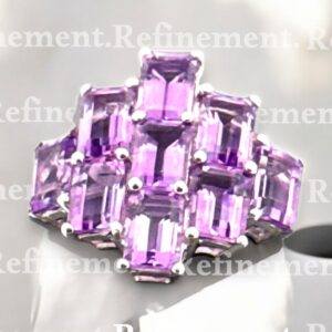 Sterling Silver Ring, Emerald Cut Amethyst, Totaling 4.88 Carat Amethyst Platinum Jewelers MS