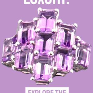 Sterling Silver Ring, Emerald Cut Amethyst, Totaling 4.88 Carat Amethyst Platinum Jewelers MS