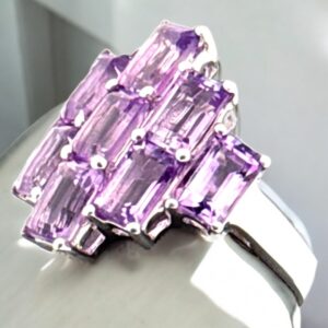 Sterling Silver Ring, Emerald Cut Amethyst, Totaling 4.88 Carat Amethyst Platinum Jewelers MS