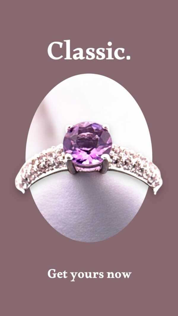 Sterling Silver Ring with Amethyst and White Topaz Accents