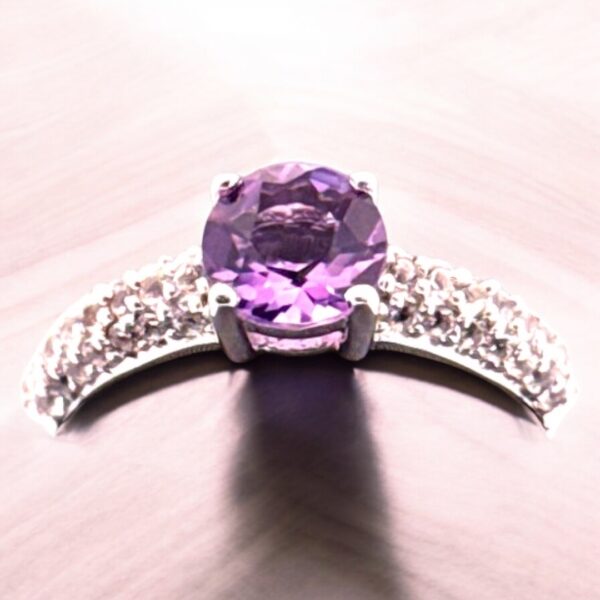 Sterling Silver Ring with Amethyst and White Topaz Accents - Image 3