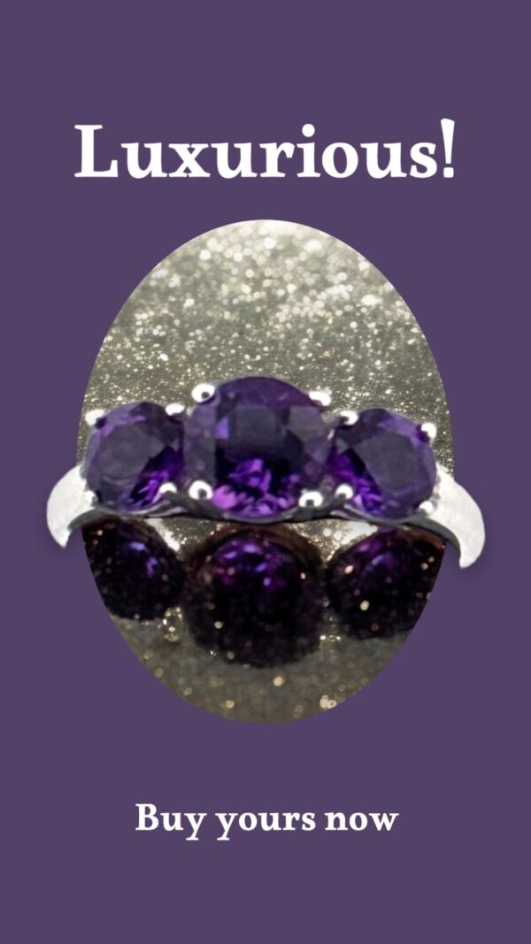 Round Amethyst and White Topaz Accent Sterling Silver Ring - Image 5
