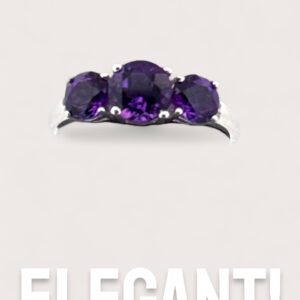 Round Amethyst and White Topaz Accent Sterling Silver Ring Amethyst Platinum Jewelers MS