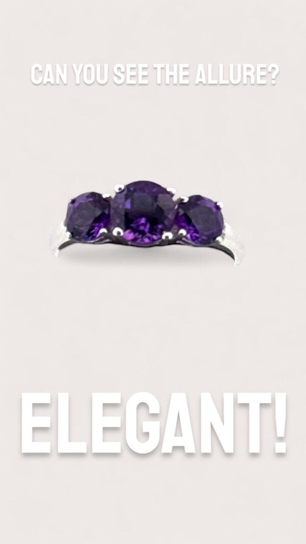 Round Amethyst and White Topaz Accent Sterling Silver Ring - Image 4