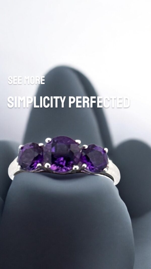 Round Amethyst and White Topaz Accent Sterling Silver Ring - Image 2