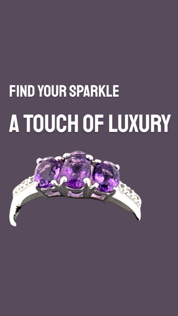 Oval Amethyst with White Topaz Accents Ring - Image 4