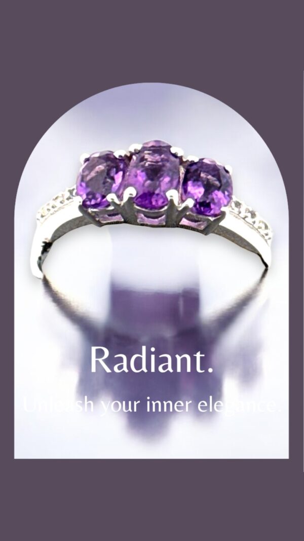 Oval Amethyst with White Topaz Accents Ring - Image 3