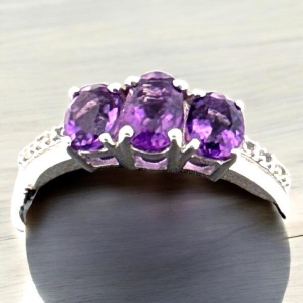 Oval Amethyst with White Topaz Accents Ring - Image 5