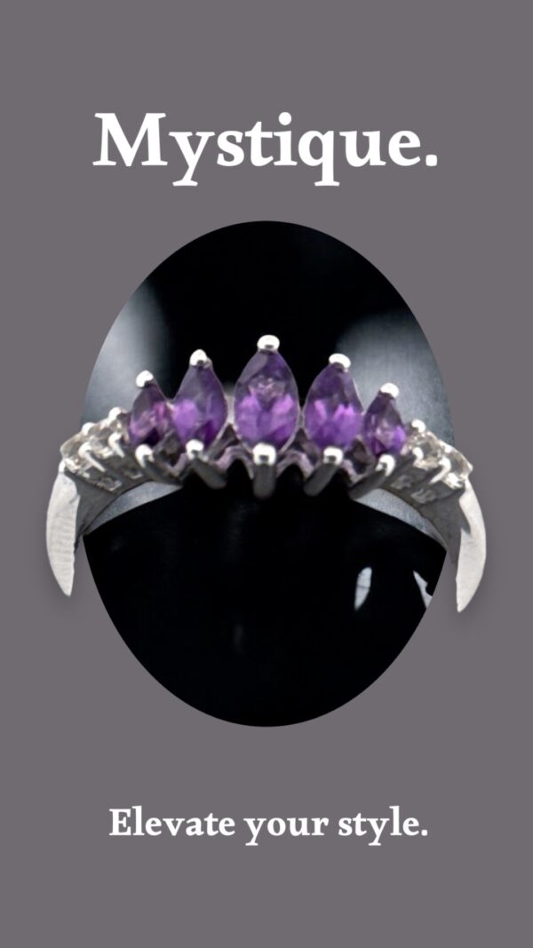 Marquise Amethyst White Topaz Accent Stones on Sterling Silver - Image 4