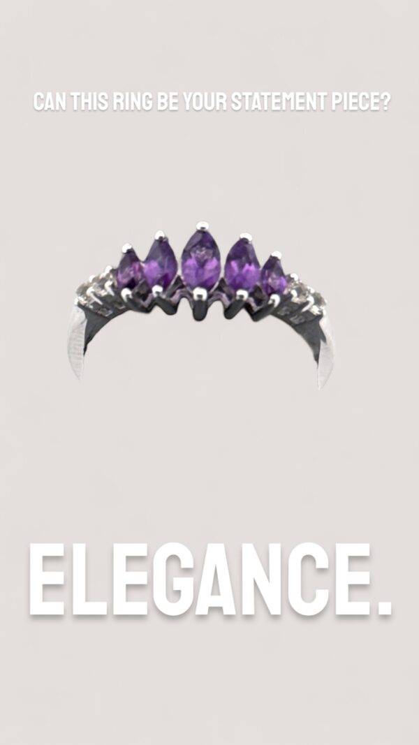 Marquise Amethyst White Topaz Accent Stones on Sterling Silver - Image 5