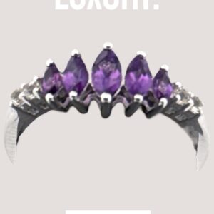 Marquise Amethyst White Topaz Accent Stones on Sterling Silver Amethyst Platinum Jewelers MS