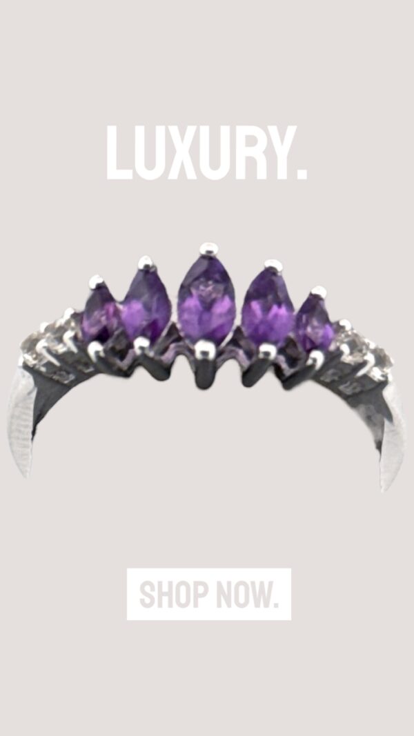 Marquise Amethyst White Topaz Accent Stones on Sterling Silver - Image 3