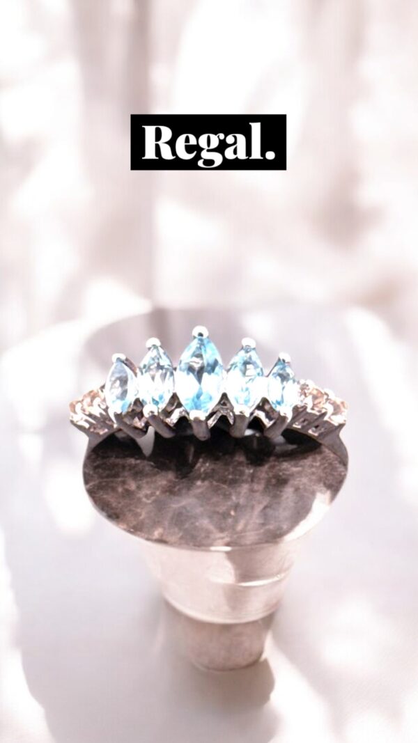0.81 Carat Marquise Swiss Blue Topaz with 0.11 White Topaz Accent Sterling Silver Ring