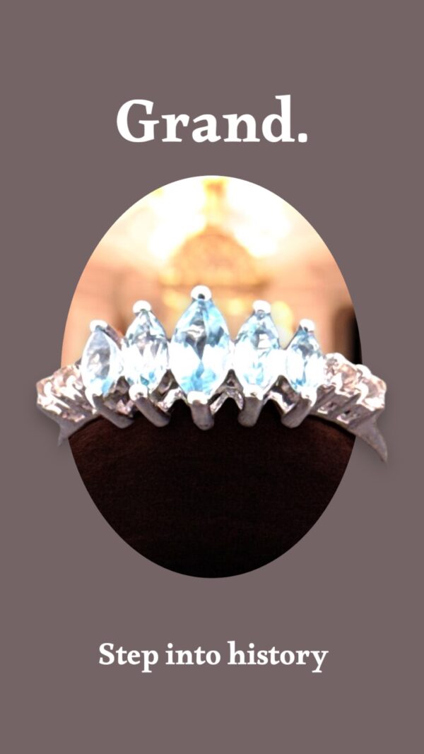 0.81 Carat Marquise Swiss Blue Topaz with 0.11 White Topaz Accent Sterling Silver Ring - Image 3