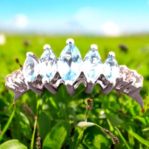 0.81 Carat Marquise Swiss Blue Topaz with 0.11 White Topaz Accent Sterling Silver Ring - Image 2