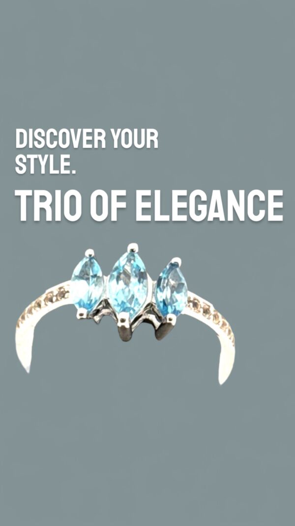 1.06 Carat Trio Marquise Swiss Blue & White Topaz Accent Sterling Silver Ring
