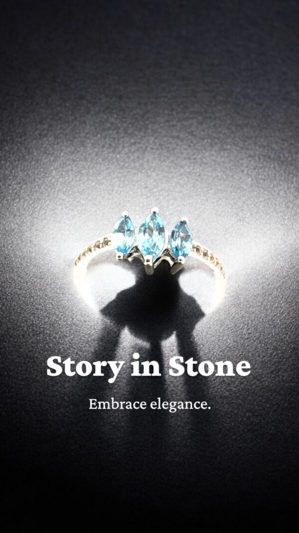 1.06 Carat Trio Marquise Swiss Blue & White Topaz Accent Sterling Silver Ring - Image 2
