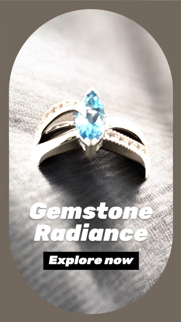 1.12 Carat Swiss Blue Topaz with White Topaz Accent Stones Sterling Silver Ring - Image 2
