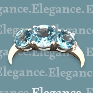 1.97 Carat Round Swiss Blue and White Topaz Accent Sterling Silver Ring Blue Topaz Platinum Jewelers MS