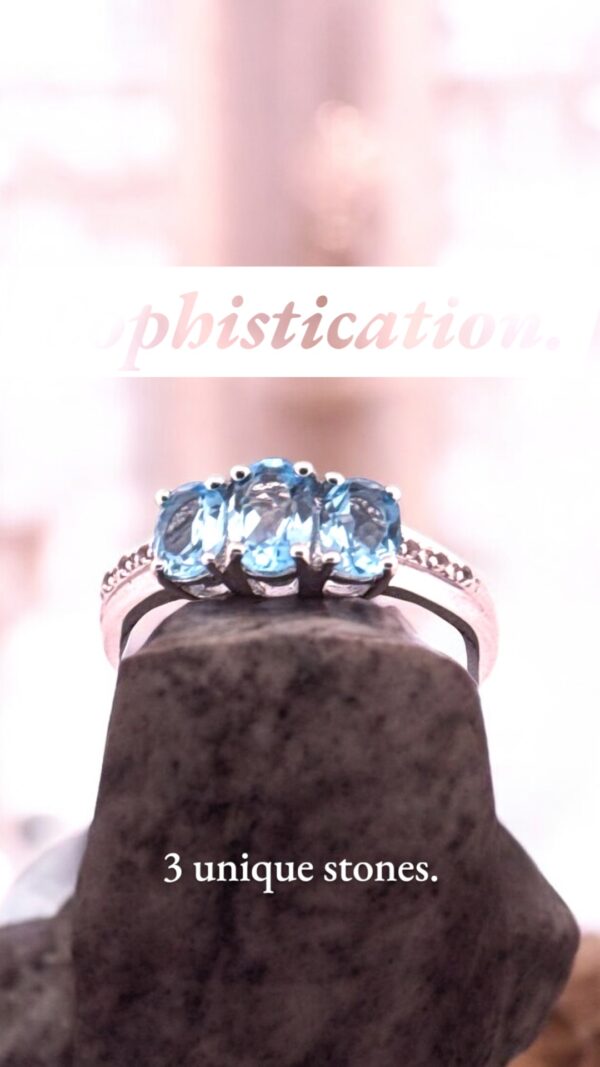 Oval Swiss Blue and White Topaz Sterling Silver Ring - Image 2