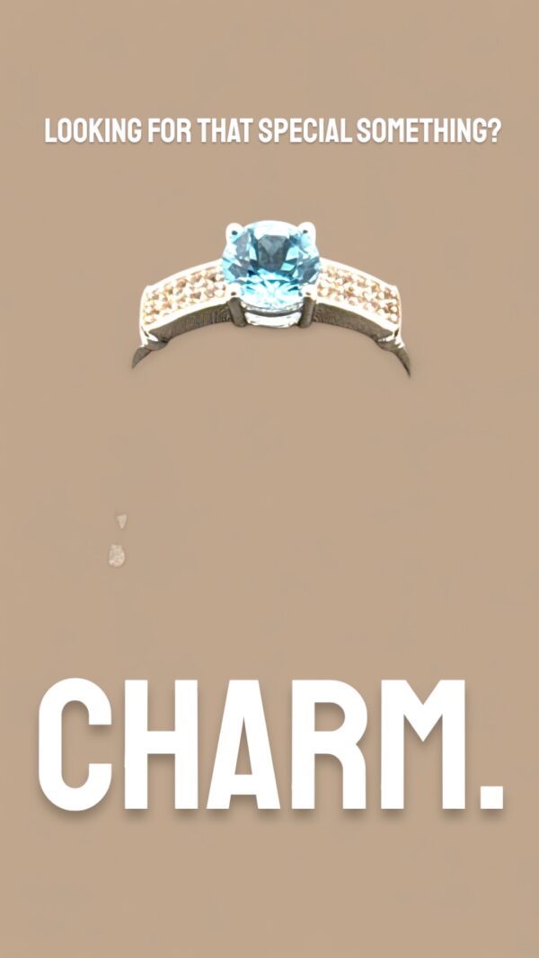 1 Carat Round Swiss Blue Topaz with White Topaz Accent Sterling Silver Ring - Image 3