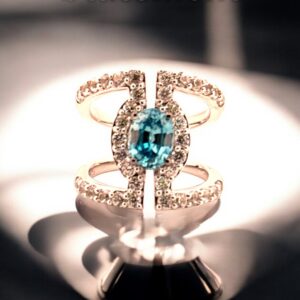 Elegant Blue Topaz and White Zircon Sterling Silver Ring Blue Topaz Platinum Jewelers MS