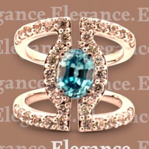 Elegant Blue Topaz and White Zircon Sterling Silver Ring Blue Topaz Platinum Jewelers MS