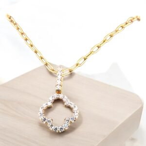 1 Carat total weight, Lab-Grown Diamond Clover Necklace Lab Diamond Platinum Jewelers MS