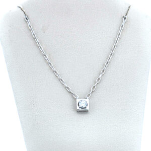 Lab Grown Diamond Sterling Silver Necklace, 18″ with 2″ Extension Lab Diamond Platinum Jewelers MS