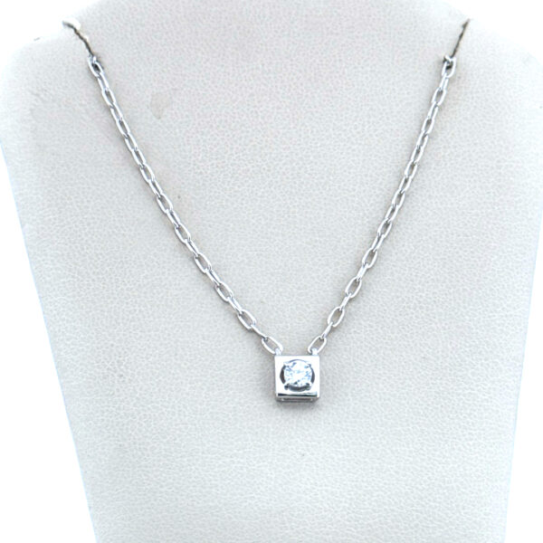 Lab Grown Diamond Sterling Silver Necklace, 18" with 2" Extension - Image 3