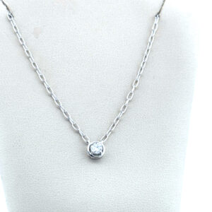 Lab Grown Diamond Sterling Silver Necklace, 18″ with 2″ Extension Lab Diamond Platinum Jewelers MS