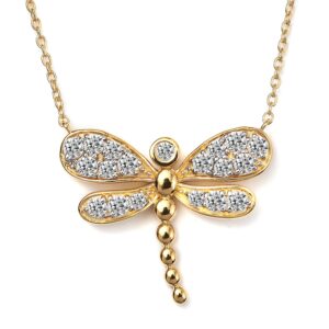 Lab Grown Diamond Dragon Fly Necklace Diamond Fashion Platinum Jewelers MS