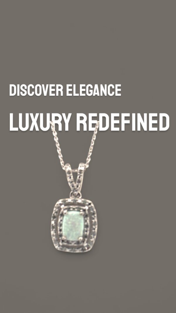 Opal Center Stone with White Zircon Halo Design in Sterling Silver - Image 3