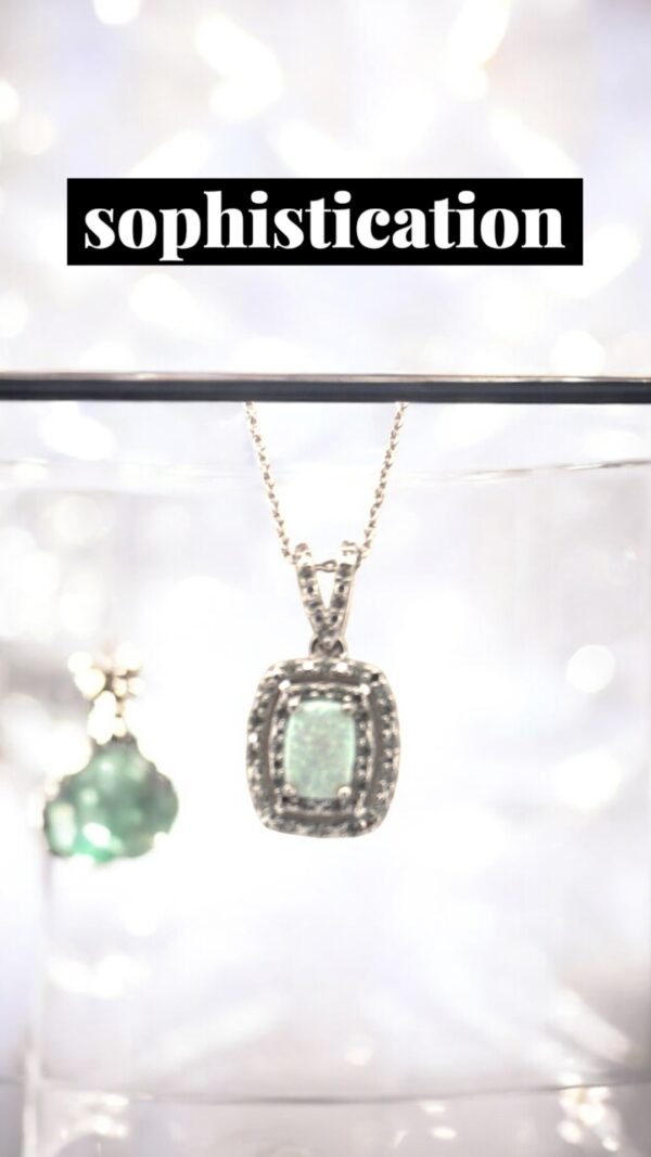 Opal Center Stone with White Zircon Halo Design in Sterling Silver