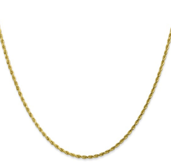 10kt Yellow Gold DC Rope 2MM Necklace - Image 2