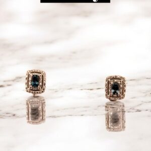 London Blue Topaz Center Stone with White Zircon Halo Design in Sterling Silver Blue Topaz Platinum Jewelers MS