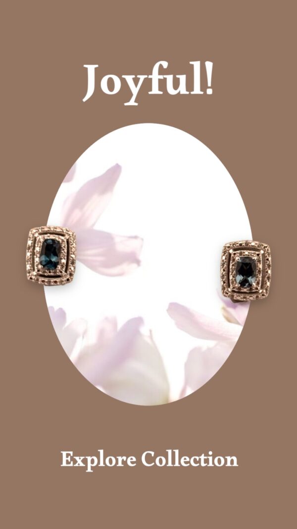 London Blue Topaz Center Stone with White Zircon Halo Design in Sterling Silver - Image 3