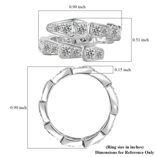 1.5 Carat Diamond Snake Design Ring with 26 Round Brilliant Diamonds in Sterling Silver - Image 2