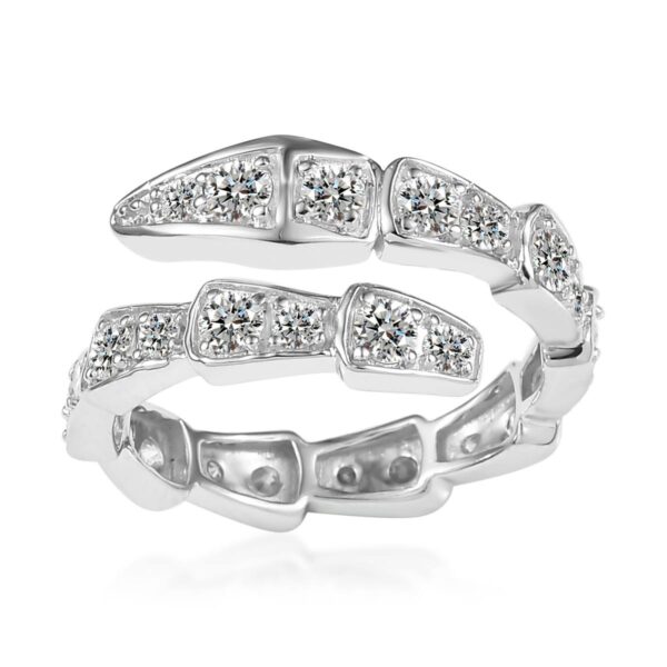 1.5 Carat Diamond Snake Design Ring with 26 Round Brilliant Diamonds in Sterling Silver