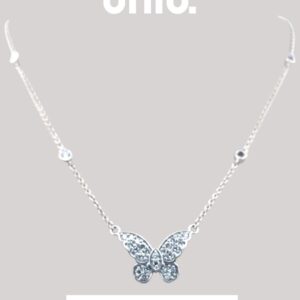 Diamond Butterfly Necklace in Sterling Silver with Pave Set Detail Lab Diamond Platinum Jewelers MS