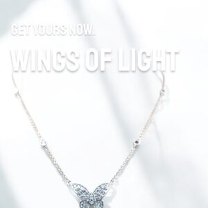 Diamond Butterfly Necklace in Sterling Silver with Pave Set Detail Lab Diamond Platinum Jewelers MS
