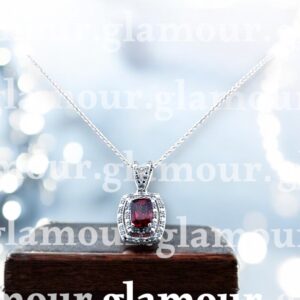 Garnet Center Stone with White Zircon Halo Design in Sterling Silver Garnet Platinum Jewelers MS